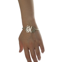 Personalized Monogram Initial Bracelet 1.25 Inch in Silver
