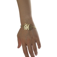 18K Gold Plated Monogram Initial Bracelet 1.25 Inch