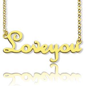 Solid Gold customizable French Font "I Love You" Name Necklace
