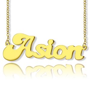 Colar com nome em estilo Banana Split, banhado a ouro 18K
