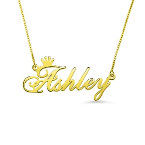 Personalisierte Name Crown Halskette vergoldet