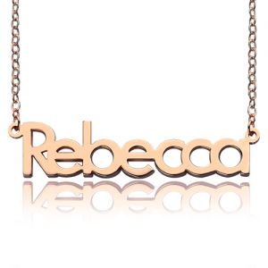 Solid Rose Gold Rebecca Style Name Necklace