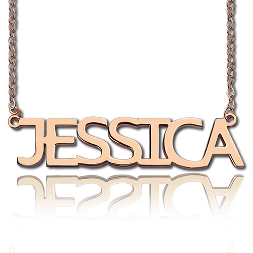 Fio com nome e letra em bloco em ouro rosa - 