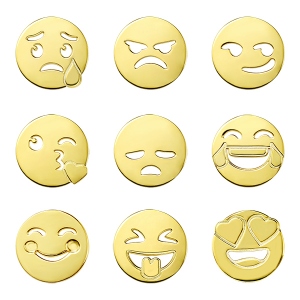 Emoji Face Disc Necklace in Gold