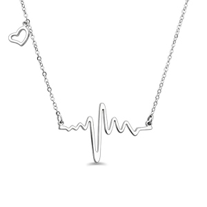 16k +2k Heart Beat Necklace in Sterling Silver