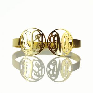 Bracciale in oro 2 con monogramma iniziale in 2 cerchi