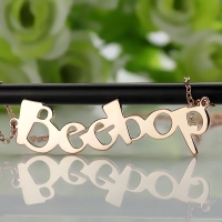 Solid Rose Gold Personalized Beetle Font Letter Name Necklace