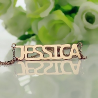 Solid Rose Gold Jessica Style Name Necklace