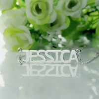 Solid White Gold Jessica Style Name Necklace