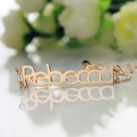 Solid Rose Gold Rebecca Style Name Necklace