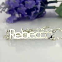 Solid White Gold Rebecca Style Name Necklace