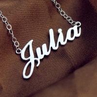 Solid White Gold Julia Style Name Necklace