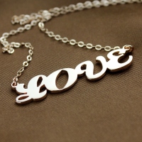 Solid Rose Gold Capital Puff Font Name Necklace