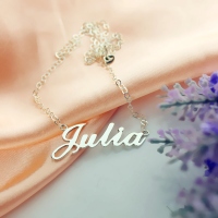 Solid White Gold Julia Style Name Necklace