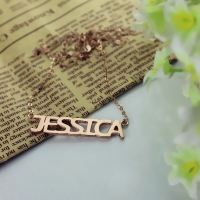 Solid Rose Gold Jessica Style Name Necklace