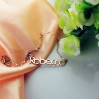 Solid Rose Gold Rebecca Style Name Necklace