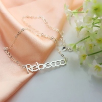 Solid White Gold Rebecca Style Name Necklace