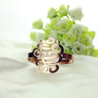 Monogram Cuff Bracelet Hand Writing Rose Gold
