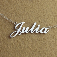 Solid White Gold Julia Style Name Necklace