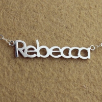 Solid White Gold Rebecca Style Name Necklace