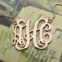 Collier Monogramme-3 Initials-Plaqué Or Rose