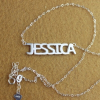 Solid White Gold Jessica Style Name Necklace