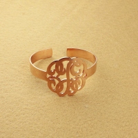 Hand Drawing Monogram Initial Bracelet 1.6 Inch Rose Gold Plated