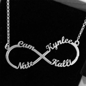 Custom Engraved Sterling Silver Infinity Name Plated Nameplate Custom Pendant Jewelry Gift for Women