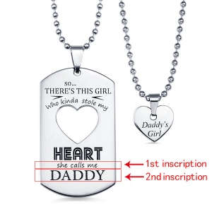 Personalized Father and Daughter Dog Tag Necklaces, So There is This Girl Who Kinda Stole My Heart She Calls Me Necklaces for Thanksgiving, Christmas