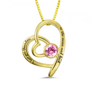 Custom Birthstone Necklace For Grandma Gold Plated