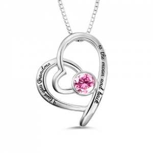 Custom Birthstone Necklace For Grandma Sterling Silver