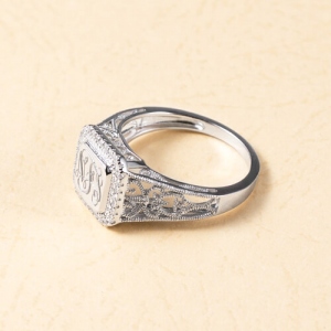 silver monogram ring 