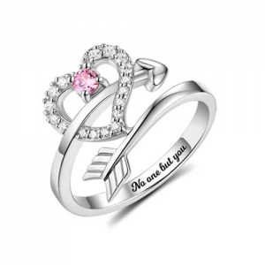 Personalisierte Amors Pfeil Herz Ring Sterling Silber