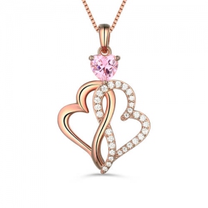 Personalized Twist Hearts Mother Necklace In Rose Gold