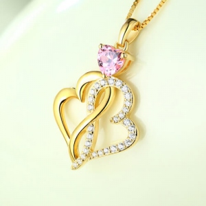 double heart necklace	