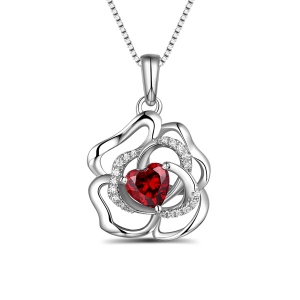 Personalisierte Rose Halskette mit Herzgeburtsstein
