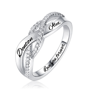 Engraved Twisted Sterling Silver Ring