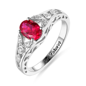 Personalisierte ovale Rebenring mit Geburtsstein für Frau  in Sterling Silber