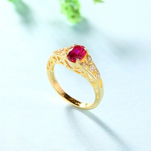 Personalized Oval Birthstone Vine Ring For Woman In Gold
