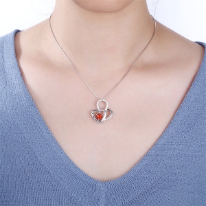 Customized "l love you to the moon and back" Birthstone Heart Necklace