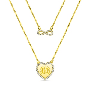 Collier infini-Gravure de Monogramme-Argent