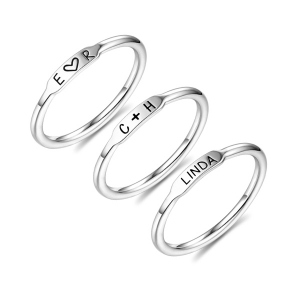 Personalisierte  Initial  stapelbare Riegelringe in Silber