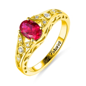 Personalisierte ovale Rebenring mit Geburtsstein für Frau in Gold