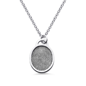 Collar de elipse de huellas dactilares personalizado de plata esterlina