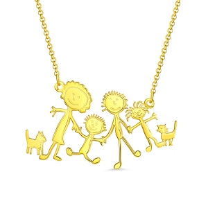 Personalisierte Kette mit Kinderzeichnung in Gold
