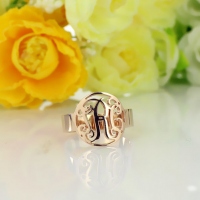 Circle Name Initial Monogrammed Ring Rose Gold 0.59"