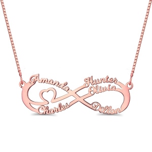 Collier Infini-5 Prénoms-Plaqué Or Rose