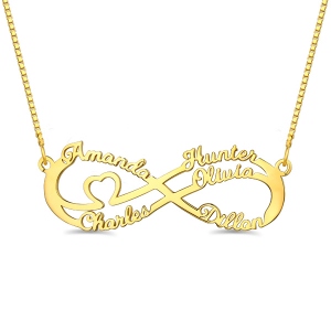 Collier Infini-5 Prénoms-Plaqué Or