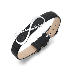 Customized Double Name Infinity Leather Bracelet