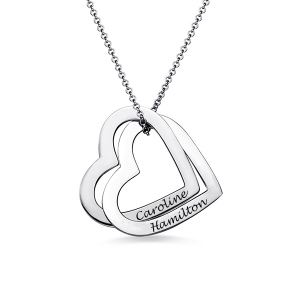 Ineinander greifende Herzen Halskette in  Sterling Silber